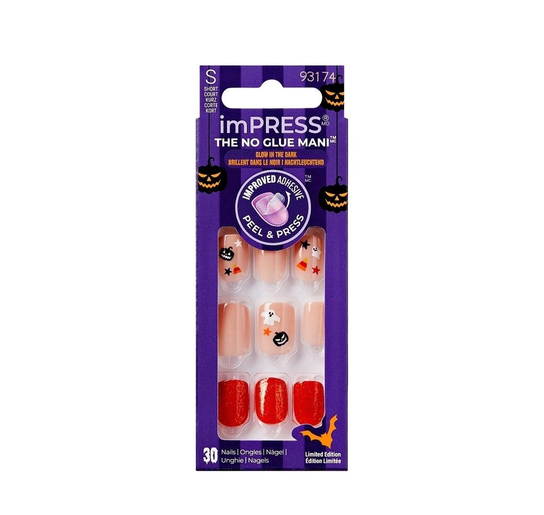 Glow in the Dark Short Squoval Press-On Nails - 30 Count Beige Nails