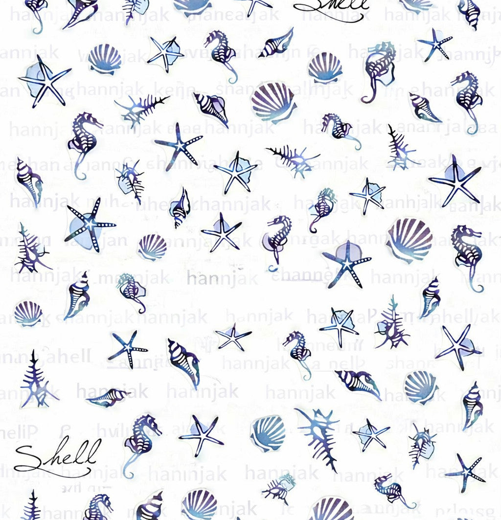 Sea Shell Star Nail Stickers - 90 Peel & Stick Sea Horse Decals for Nail Art