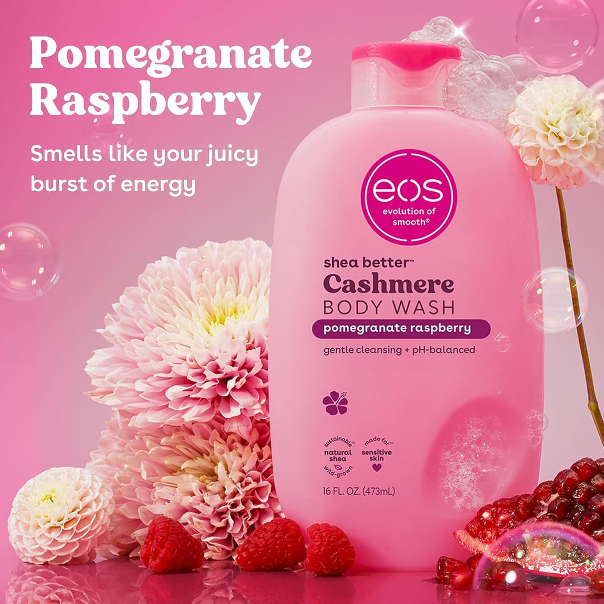 Moisturizing Pomegranate Raspberry Body Wash 16oz - Gentle, Fragrance