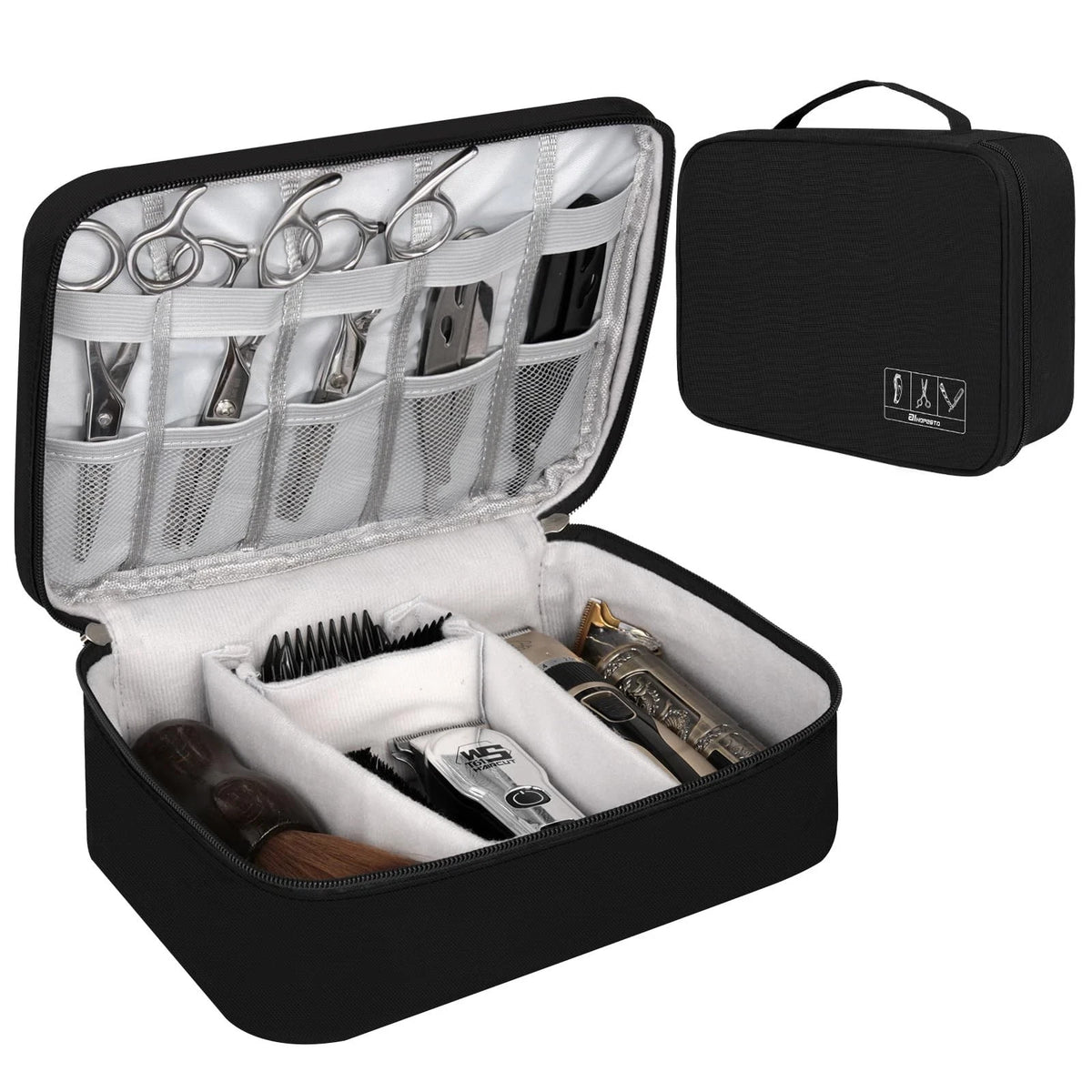 Professional Hair Clipper Travel Case Bag for Barbers - Black