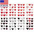 Temporary Tattoo 8-Sheet Set - Black Red Heart Design for Women