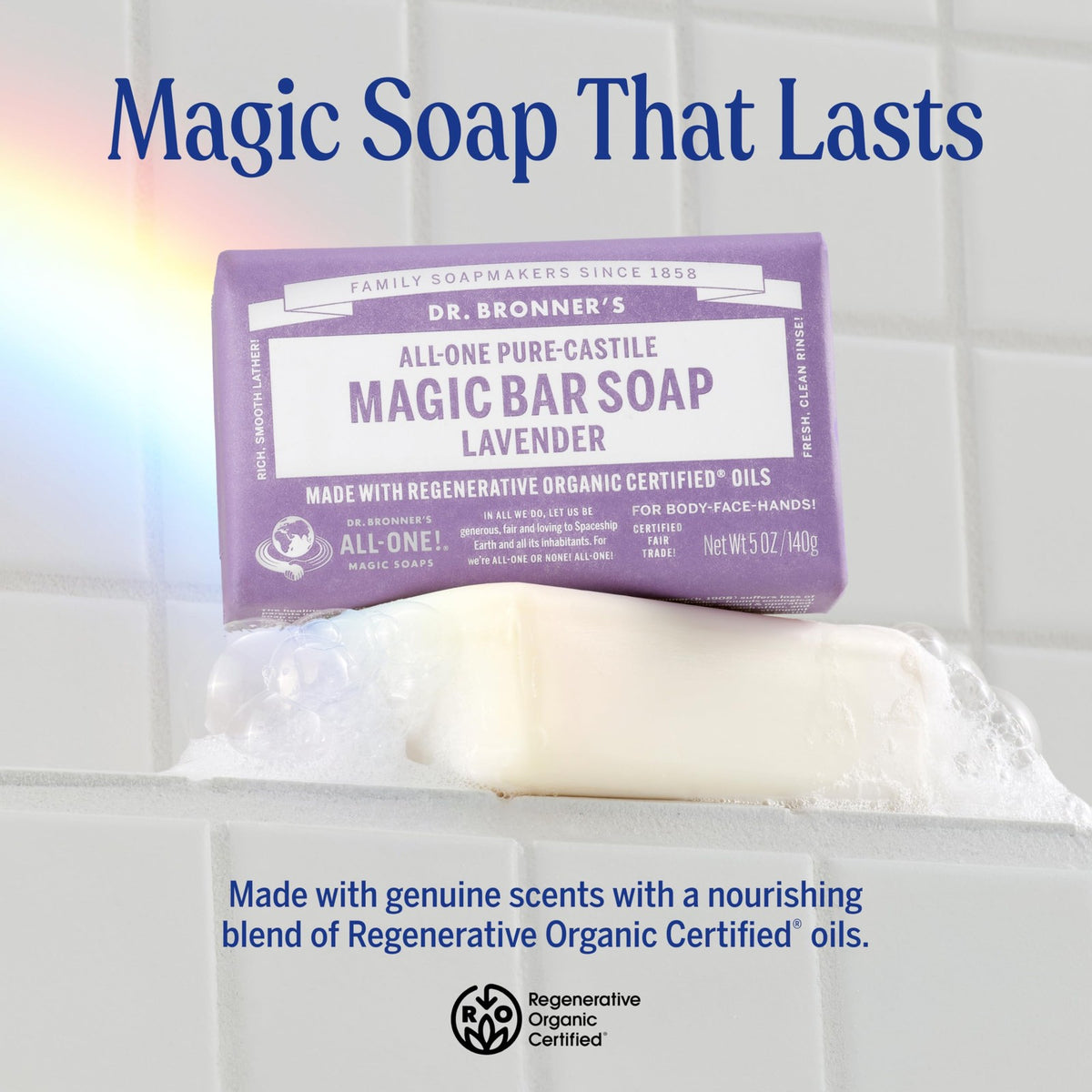 Lavender Bar Soap 5oz - 2 Pack Vegan & Sensitive Skin Friendly