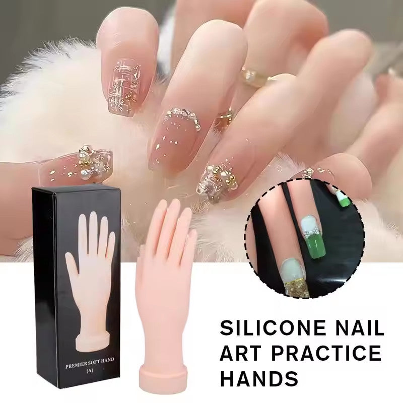 Flexible Nail Art Practice Hand - Reusable Manicure Tips & Practice Tool