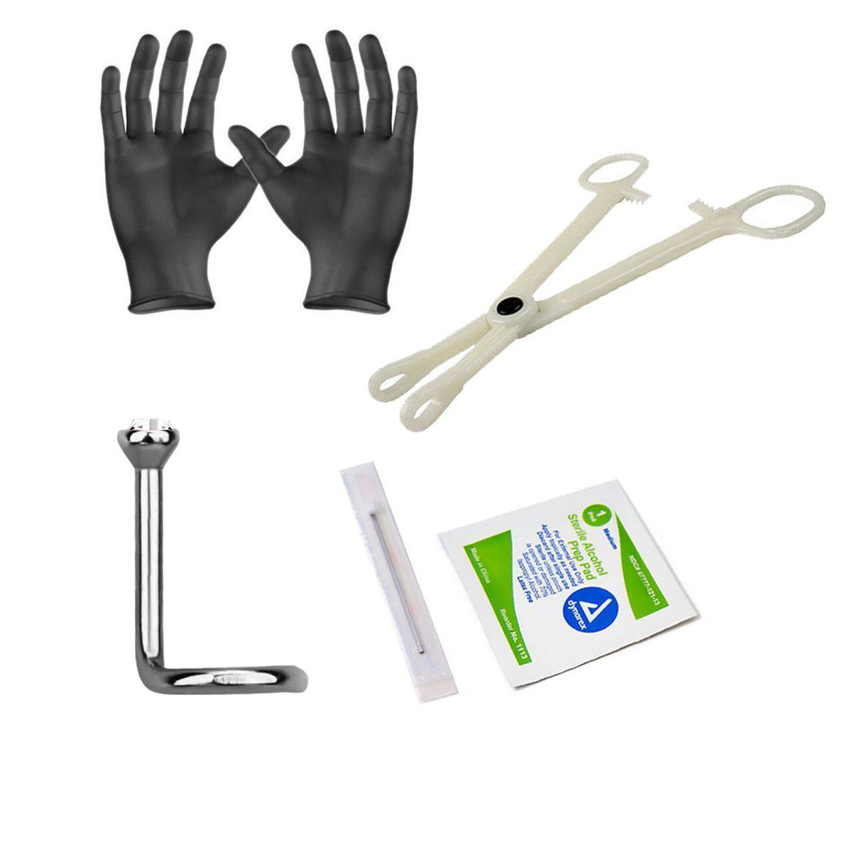 Sterilized Titanium Nose Screw Kit 18G with Forceps, Needle, Gloves