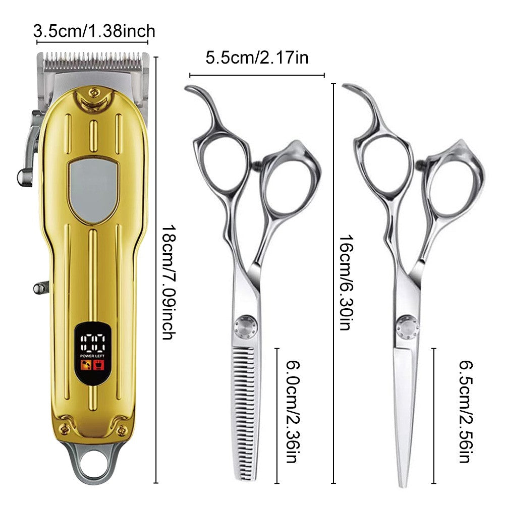 Rechargeable Hair Clippers Kit with Adjustable Blades and Metal Body