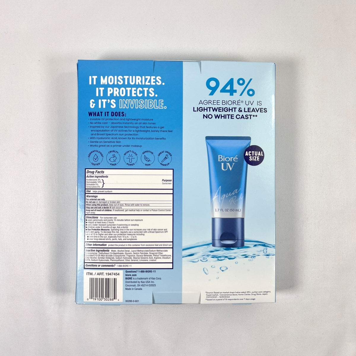 Biore UV Aqua Rich SPF 50 Facial Sunscreen Moisturizer 2-in-1 Pack - Unisex, 3 x 1.7oz