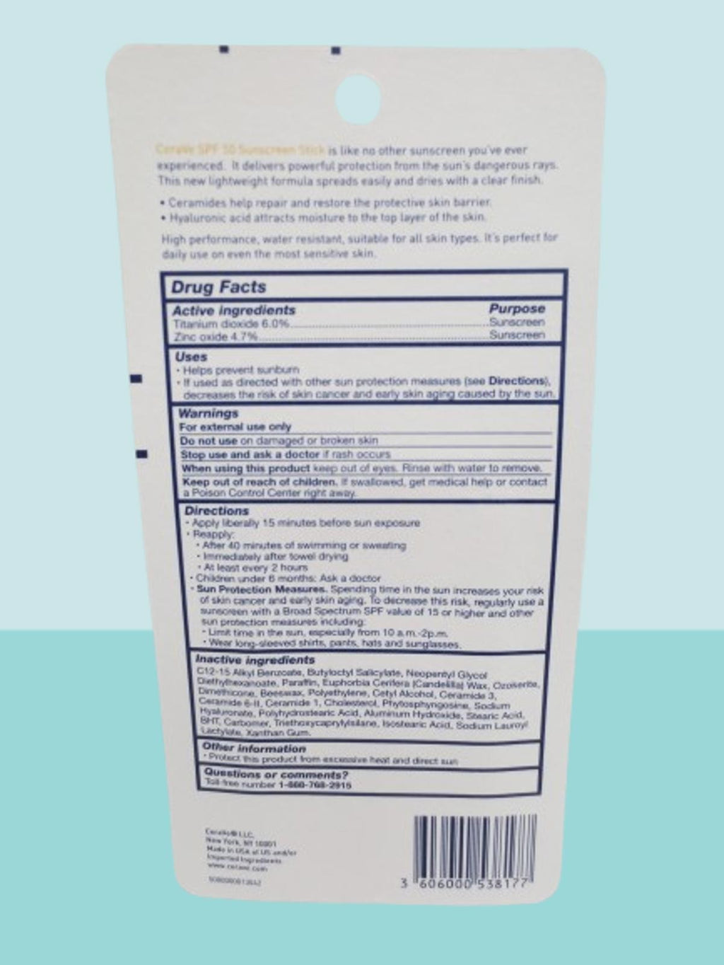 Sunscreen Stick SPF 50 Invisible Zinc Sunblock - 0.47 oz, Pack of 3