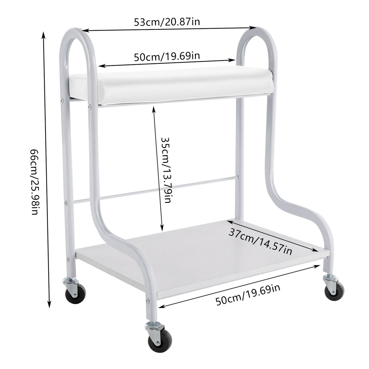 Portable Indoor Nail Foot Spa Trolley Cart with 4 Wheels & Handle