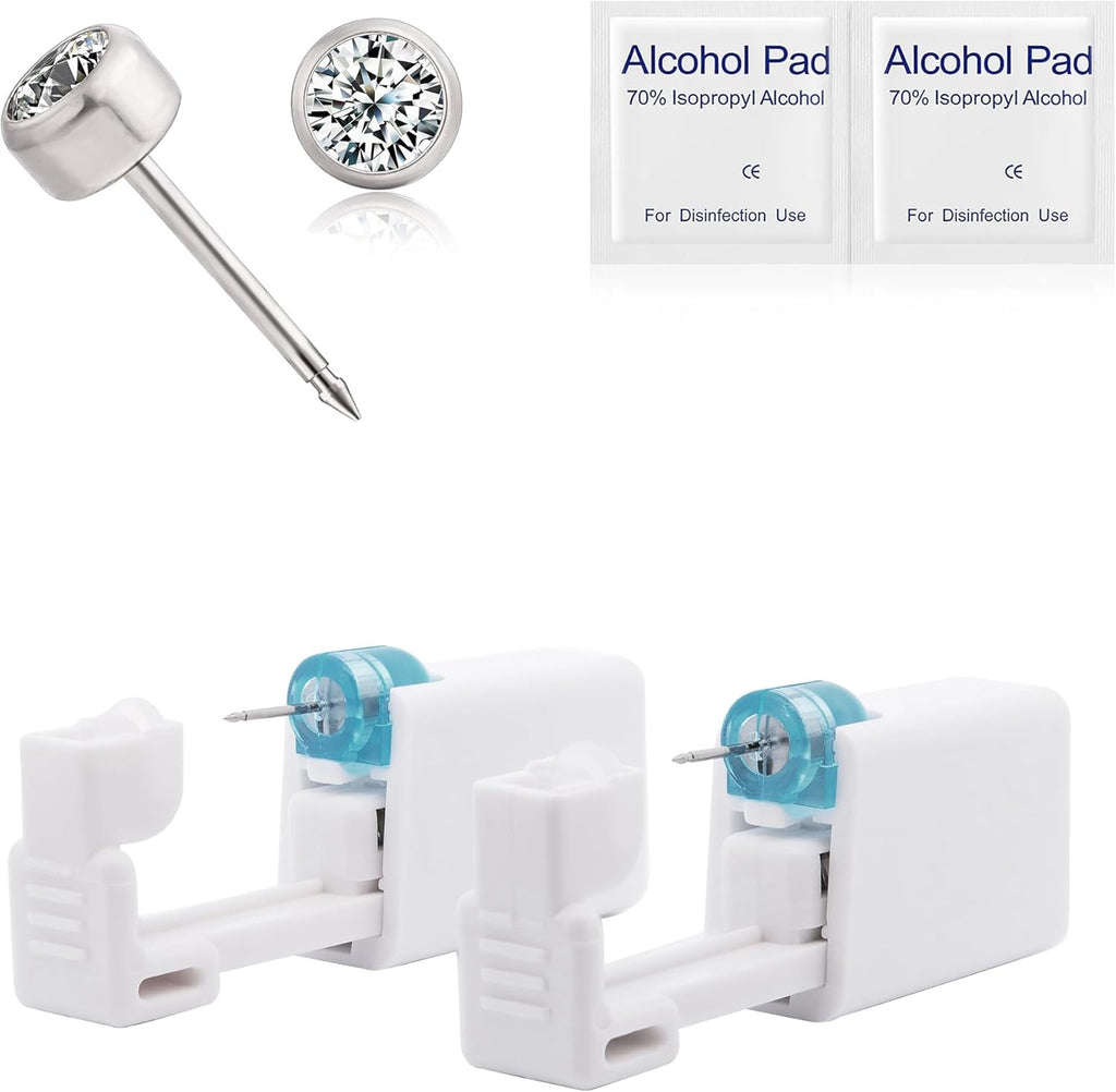 Titanium Ear Piercing Gun Kit - Disposable Gun with Hypoallergenic Titanium Studs