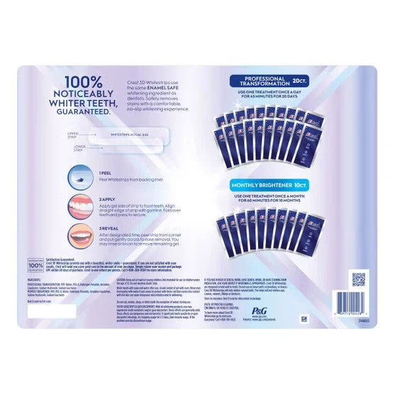 Strips - Crest 3D Whitestrips with Brightener, 60 Total Strips