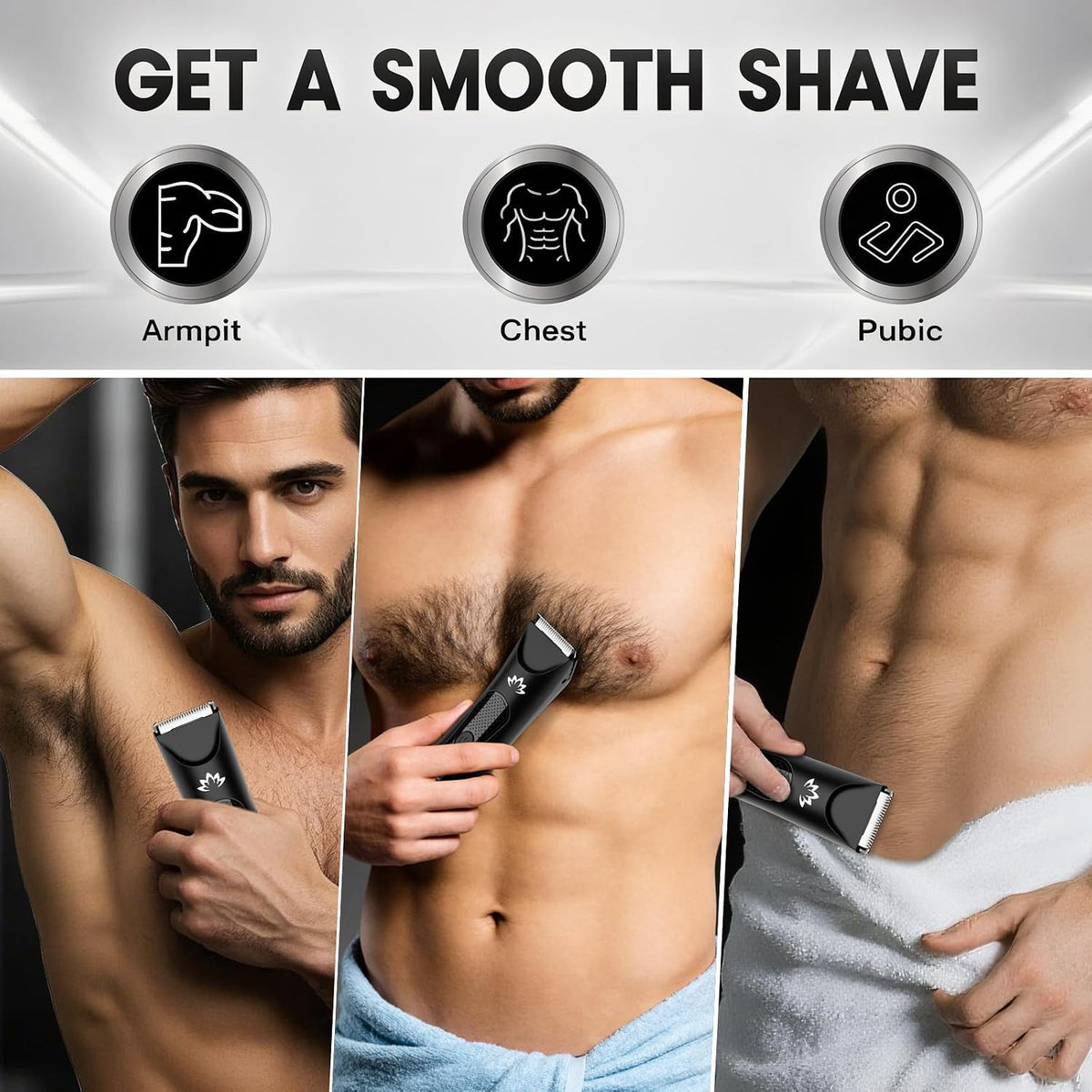 Men's Body & Ball Grooming Trimmer - Waterproof Electric Razor for Pubic Hair