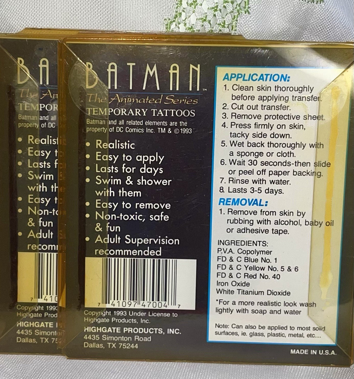 Large Multicolor Batman Animated Series Temporary Tattoos (2 Pack) – Highgate