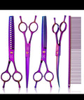 Dog Grooming Scissors Kit 6-in-1 Straight Thinning Chunker Curved Shears