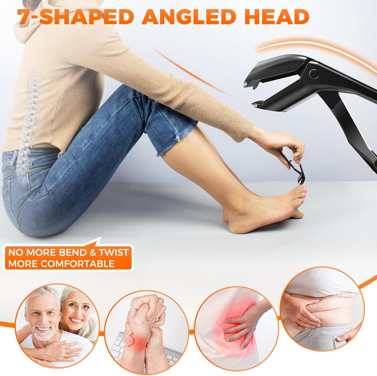 Heavy Duty Toenail Clippers for Seniors Thick Nails Angled Head Wide Jaw