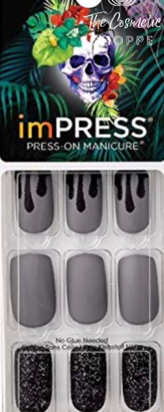 Press On Matte Black Nails - Medium Length Fake Manicure for Halloween & Daily Wear