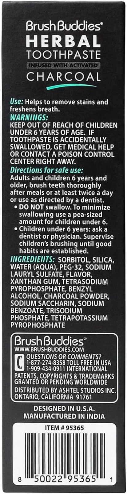 Herbal Charcoal Toothpaste for Whitening and Fresh Breath - Fluoride-Free, Gentle Oral Care