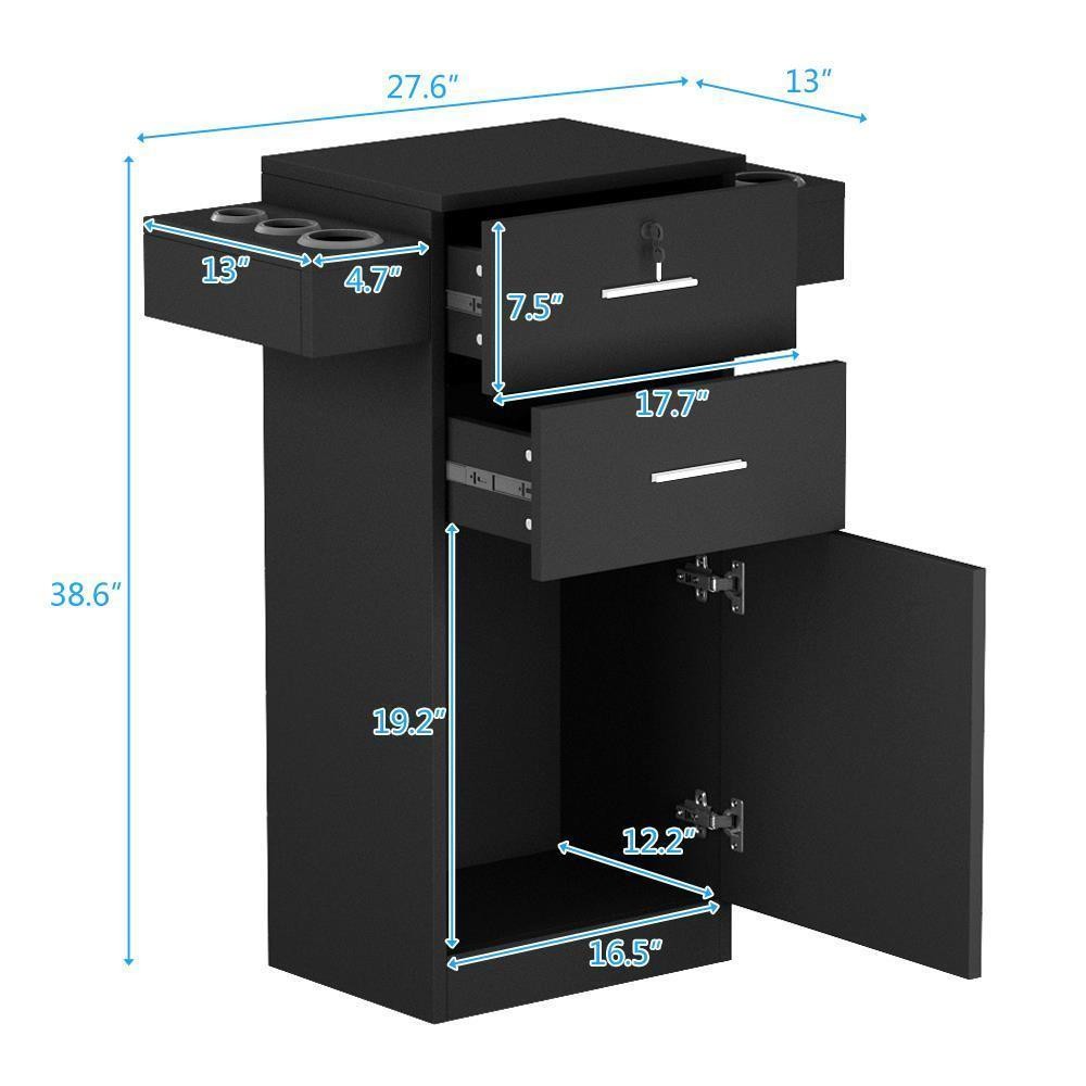 Lockable Salon Storage Cabinet with 6 Hair Dryer Holders and Large Drawers