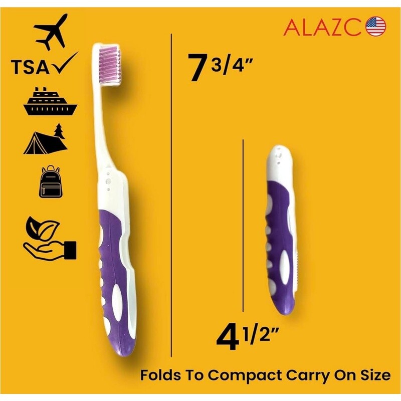 Foldable Travel Toothbrush with Medium Bristles - Compact & Ergonomic