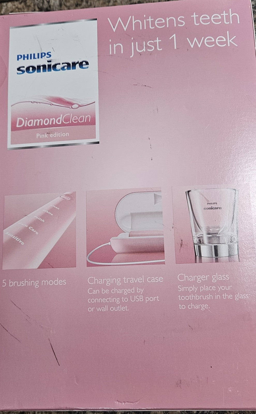 Pink Sonic Electric Toothbrush with Multiple Modes - Rechargeable, Travel Case