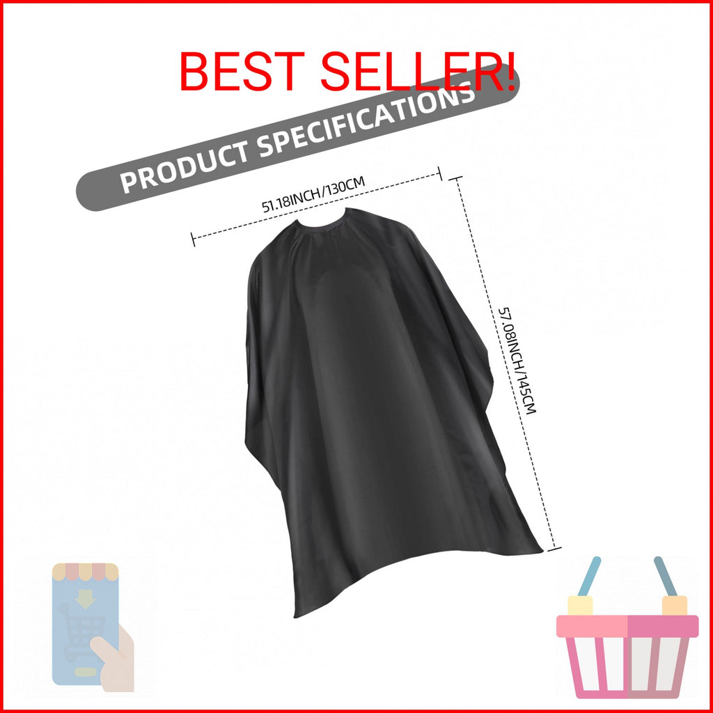 Professional Hair Cutting Cape with Adjustable Snap Closure - Waterproof Salon Barber Cape 57x51 Inches