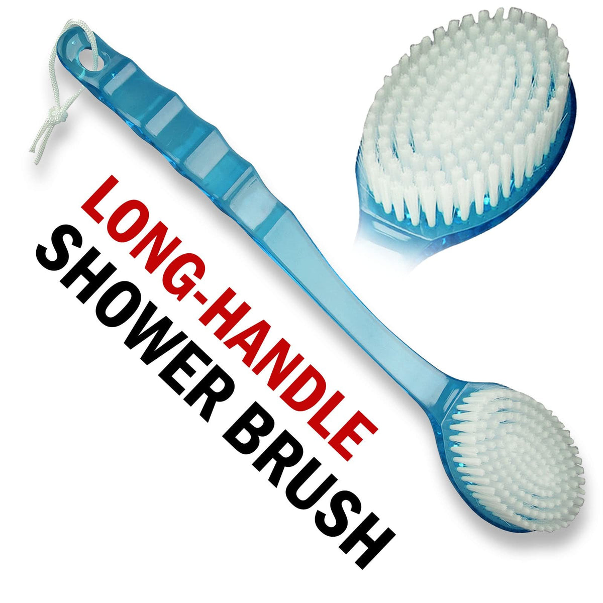 Long Handle Exfoliating Shower Brush for Back, Body & Feet - Spa-Style Body Scrubber