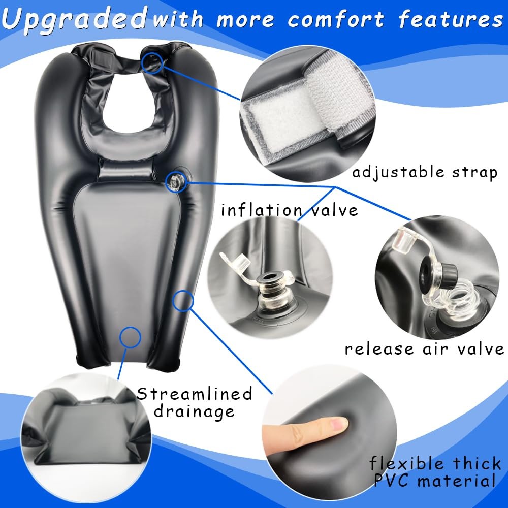 Inflatable Portable Shampoo Bowl for Bedside Hair Washing - Soft PVC, Lightweight
