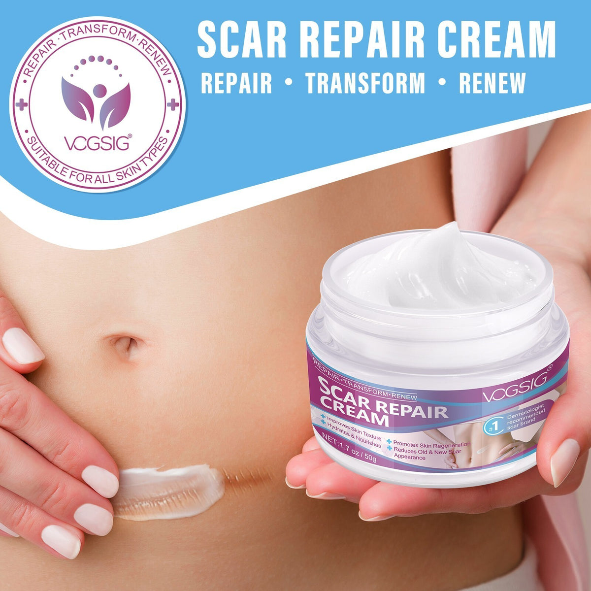 Scar Removal Cream with Vitamin E Collagen All Natural Rapid Repair