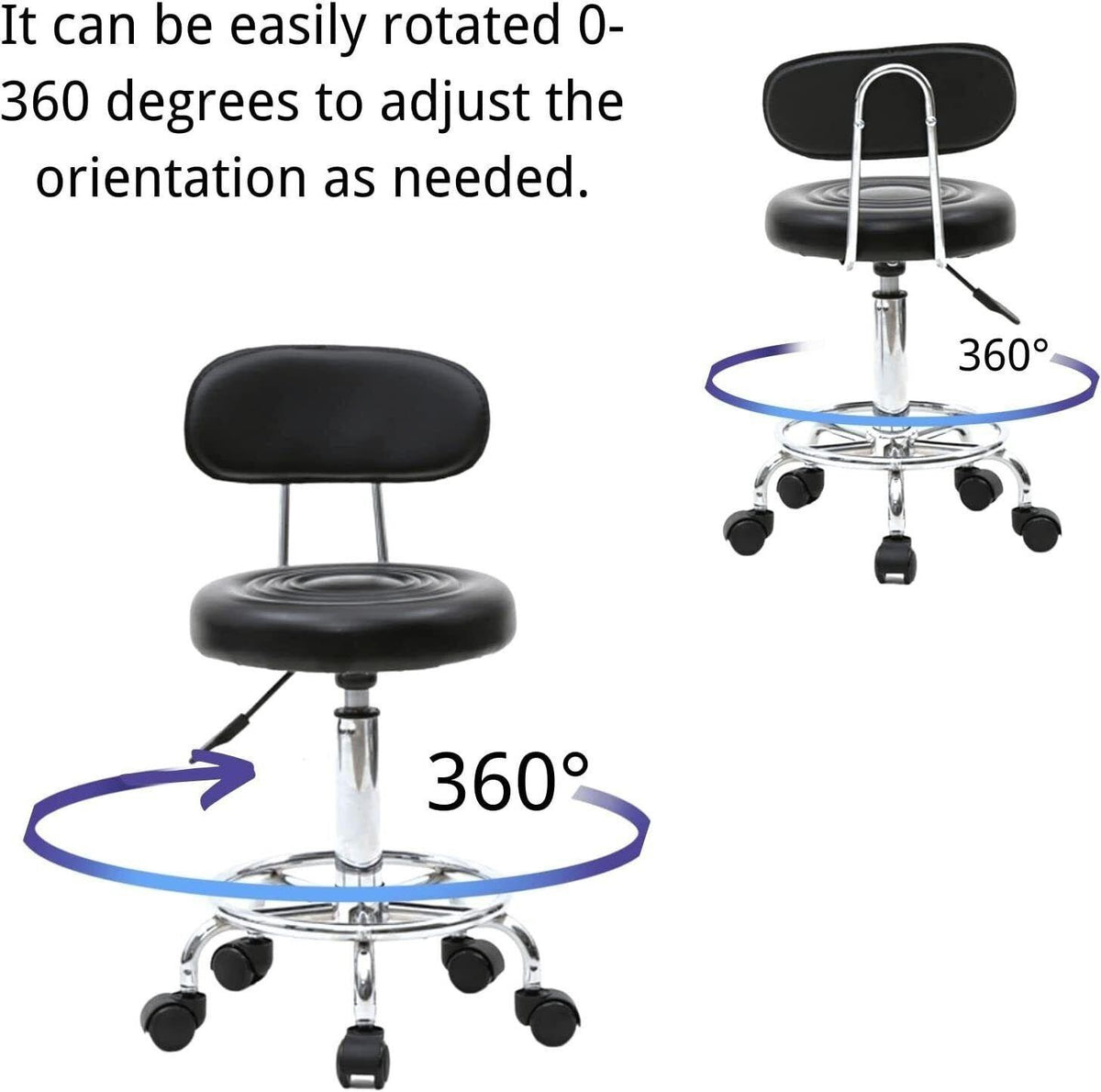Adjustable Swivel Salon Stool with Wheels for Spa Tattoo Facial Massage