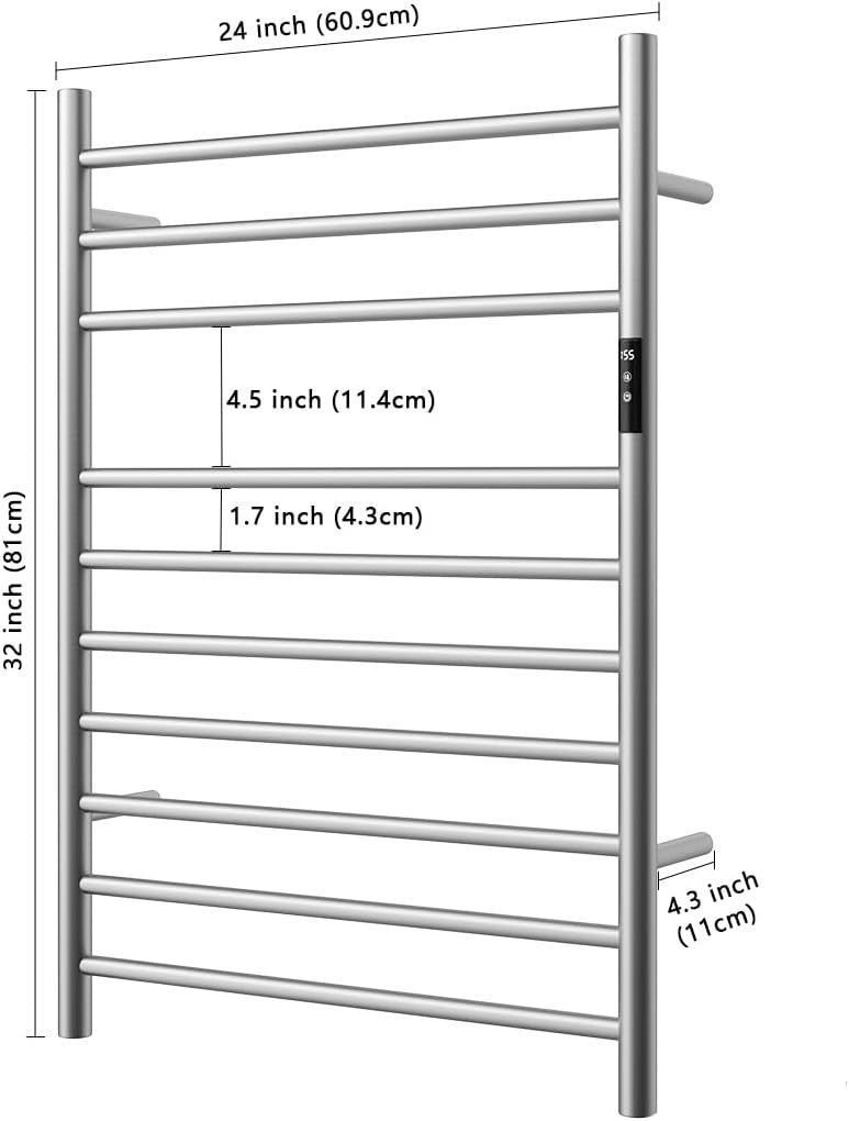Electric Towel Warmer Rack with Timer & Temperature Control, Wall-Mounted 10 Bars