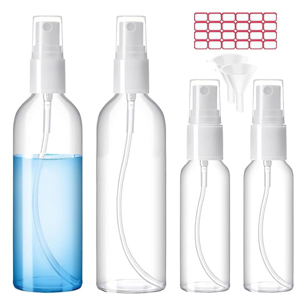 Travel Spray Bottle Set - Refillable 2oz & 3.4oz Fine Mist Containers