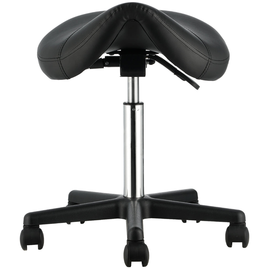 Ergonomic Saddle Stool with Wheels - Adjustable Height & PU Leather Seat