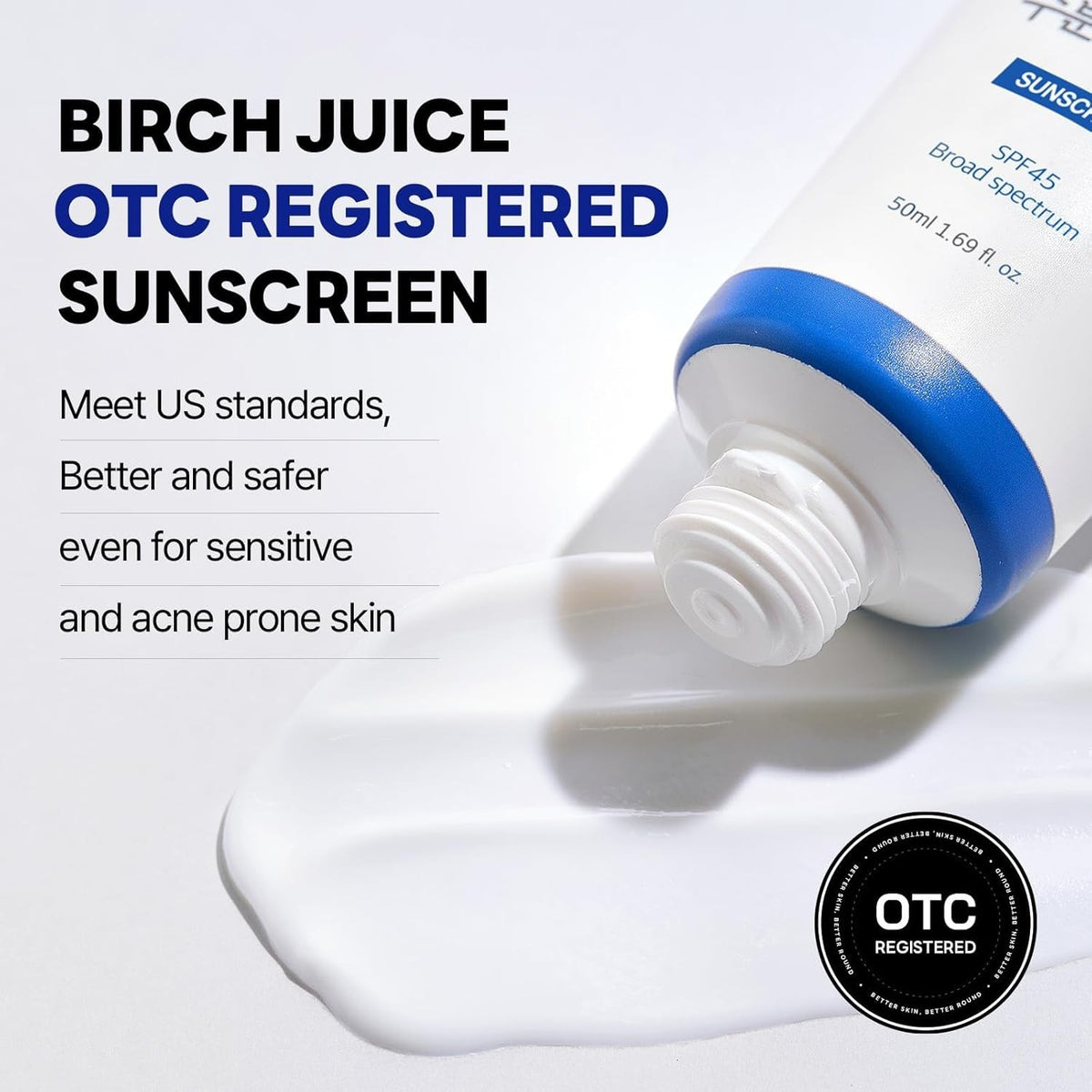 Birch Juice Moisturizing Sunscreen SPF 45 - Lightweight, Non-Greasy UV Protection