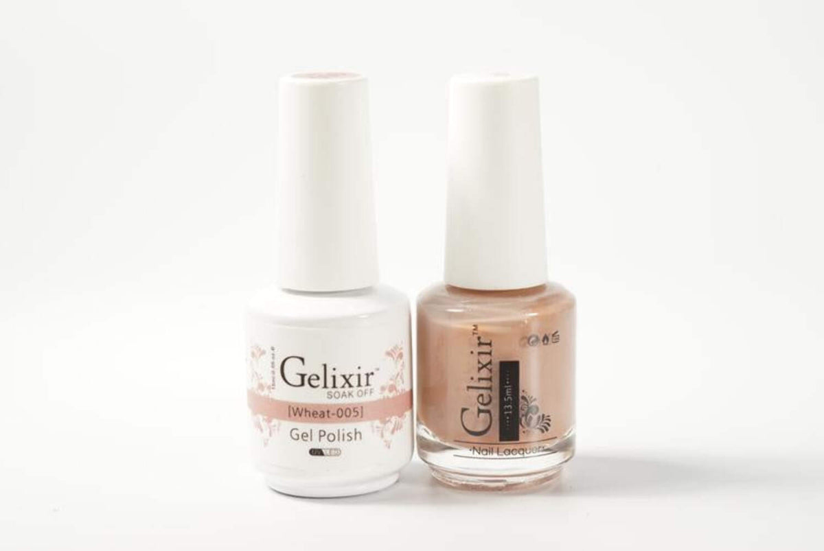 Gelixir Nail Polish Gel & Matching Lacquer Wheat 1 Pack #005 - UV/LED Soak Off