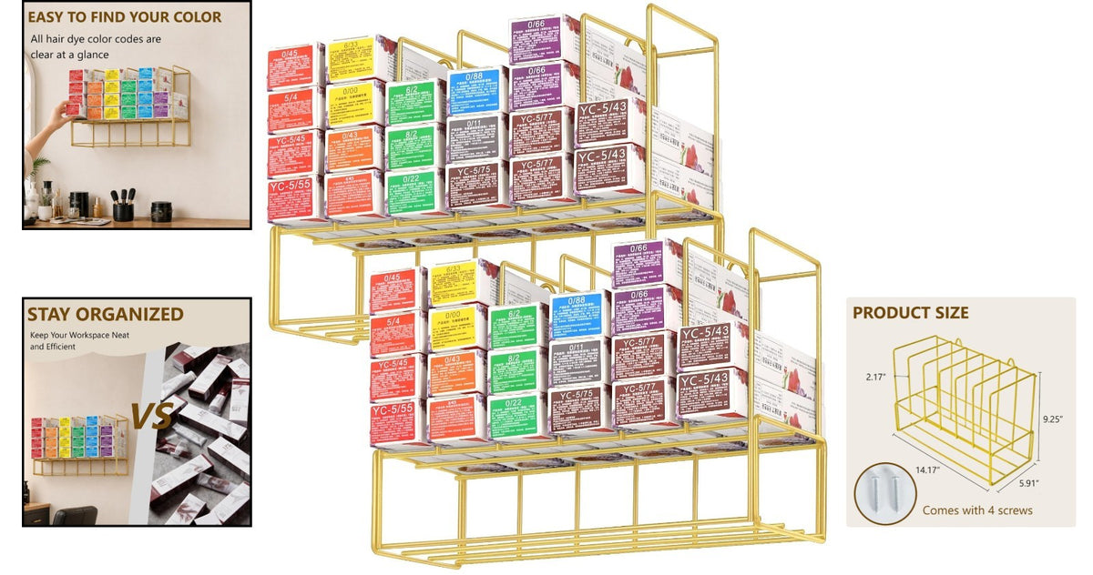 Wall Mounted Hair Color Storage Racks - Metal Organizers for Salon & Home