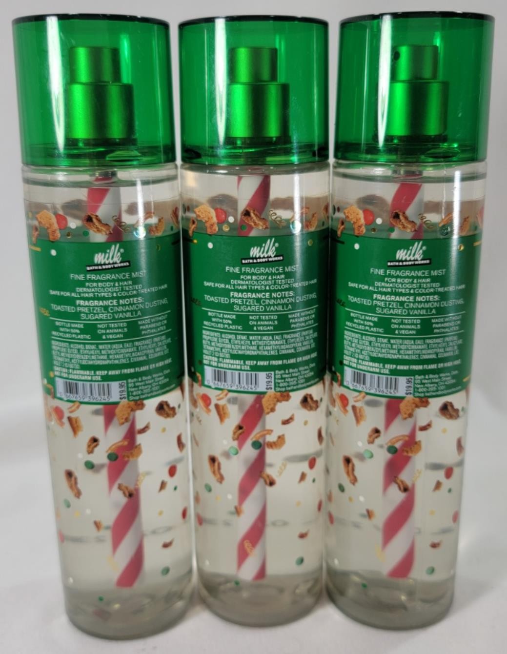 Bath & Body Works Cinnamon Sugar Pretzel Cookie Body Mist Set - 8 oz x 3
