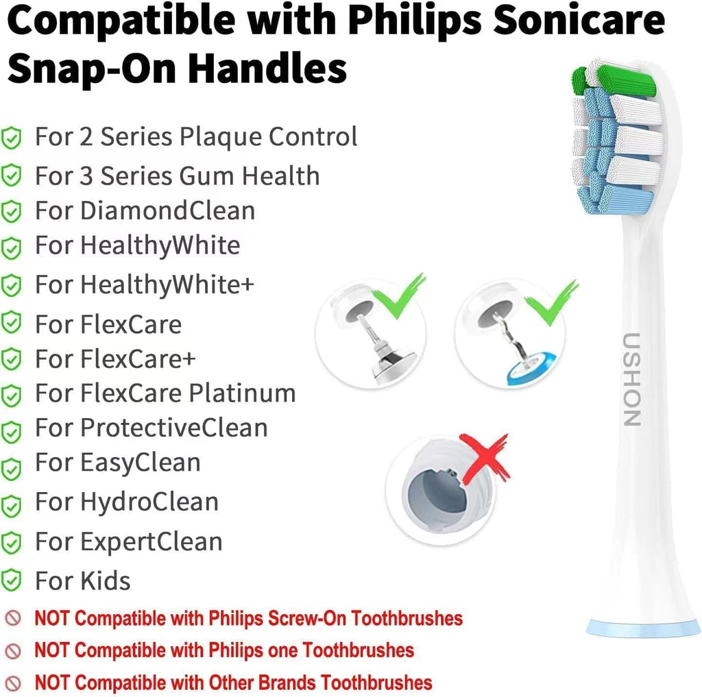 Replacement Toothbrush Heads Compatible with Phillips Sonicare 8 Pack - Soft Bristles