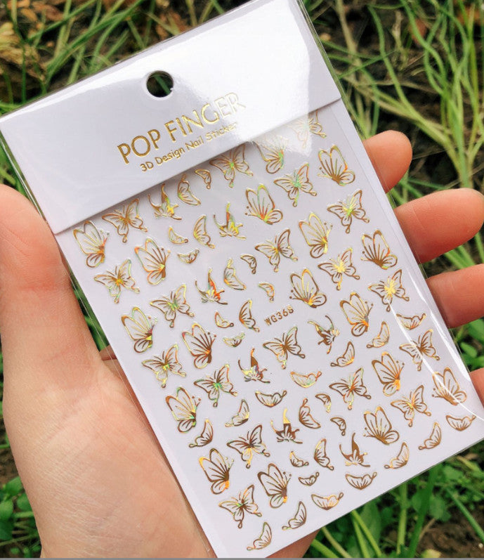 Holographic Butterfly Nail Stickers Self-Adhesive Nail Art Decals