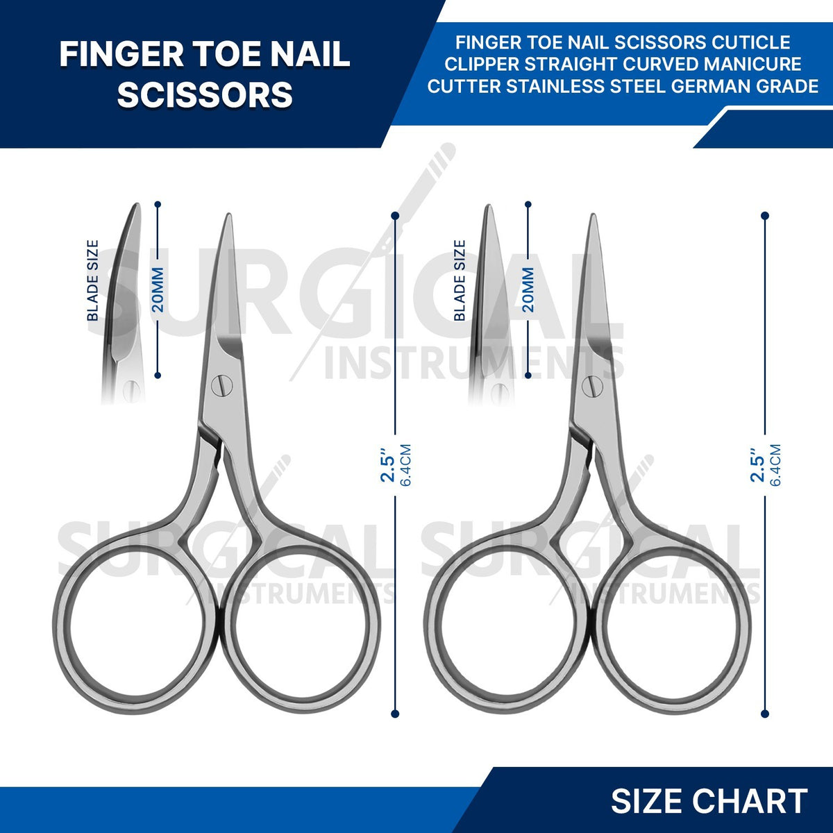 2 Pcs Nail & Cuticle Scissors Set - Manicure & Pedicure Grooming Tools