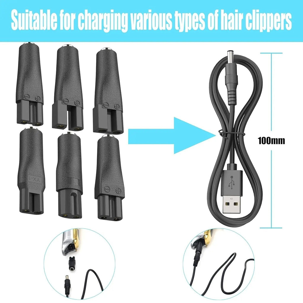 5V Power Cord & Adapter Set for Hair Clippers & Beard Trimmers - Universal Compatibility