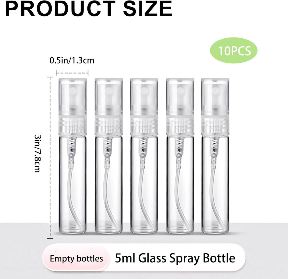 Mini Glass Spray Bottles Set - 5ml Travel Perfume Atomizers, Leak-Proof Refillable Containers