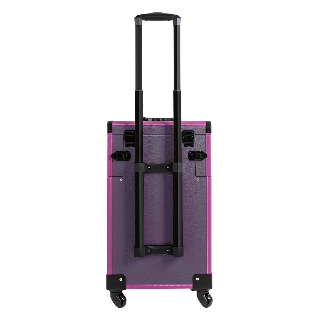 Portable Lockable Makeup Train Case with Wheels & Large Storage