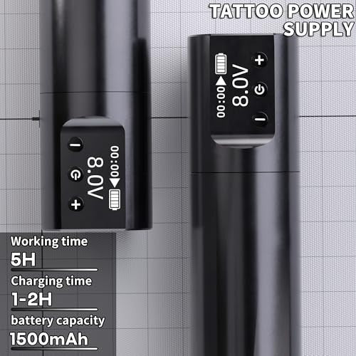 Wireless Rotary Tattoo Machine Kit with 20 Cartridges – HM125 Pen Family