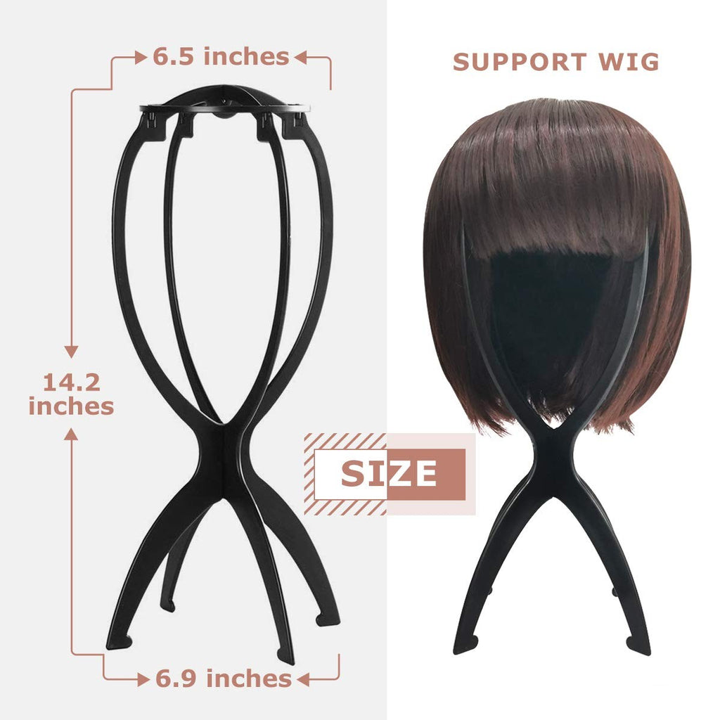 Wig Stand Holder for Multiple Short Wigs, Travel Collapsible Mannequin Head - Black
