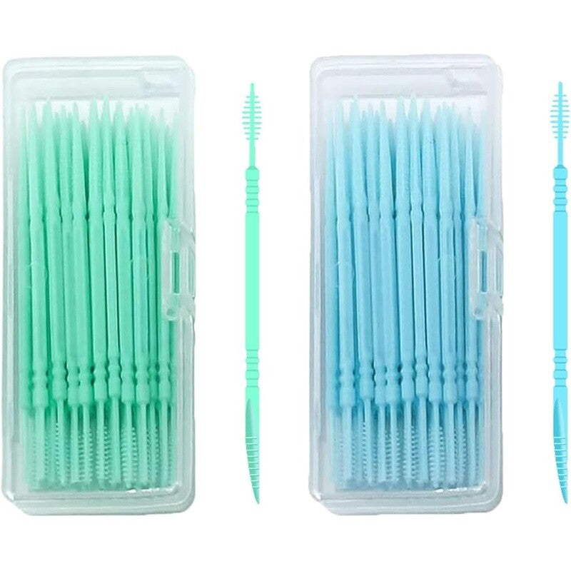 Disposable Dental Picks with Bristles Travel Pack - 80 Count Dual Function