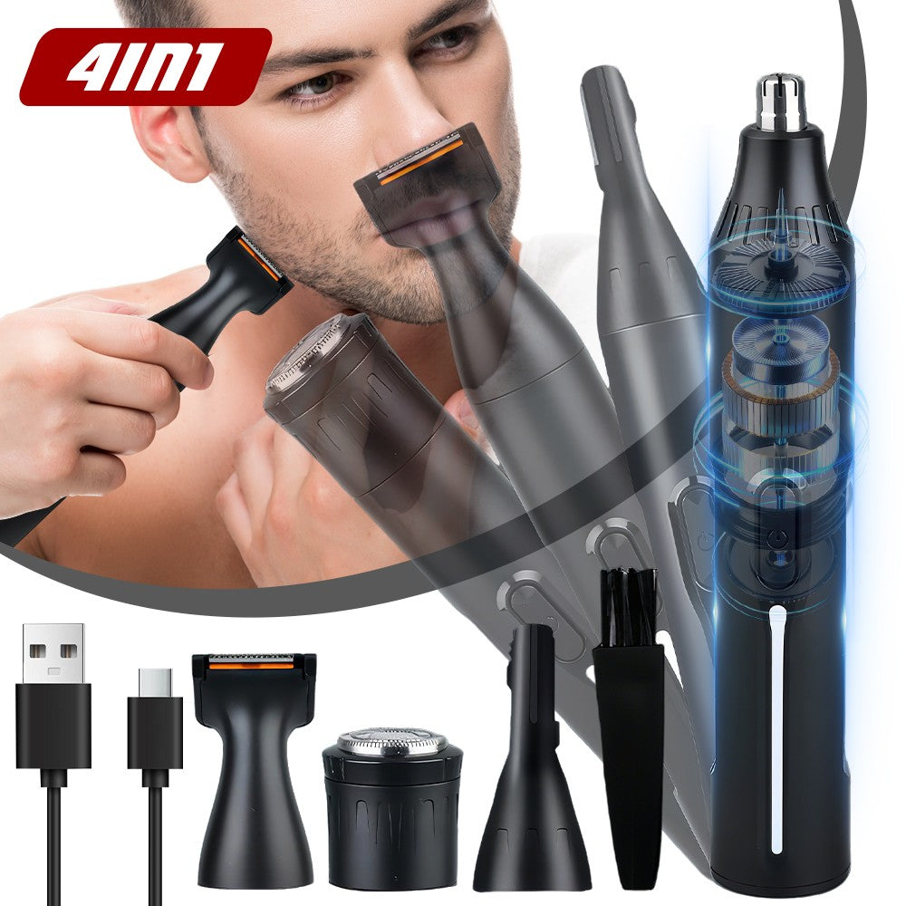 4-in-1 Electric Nose Ear Hair Trimmer for Men & Women with USB Rechargeable Battery