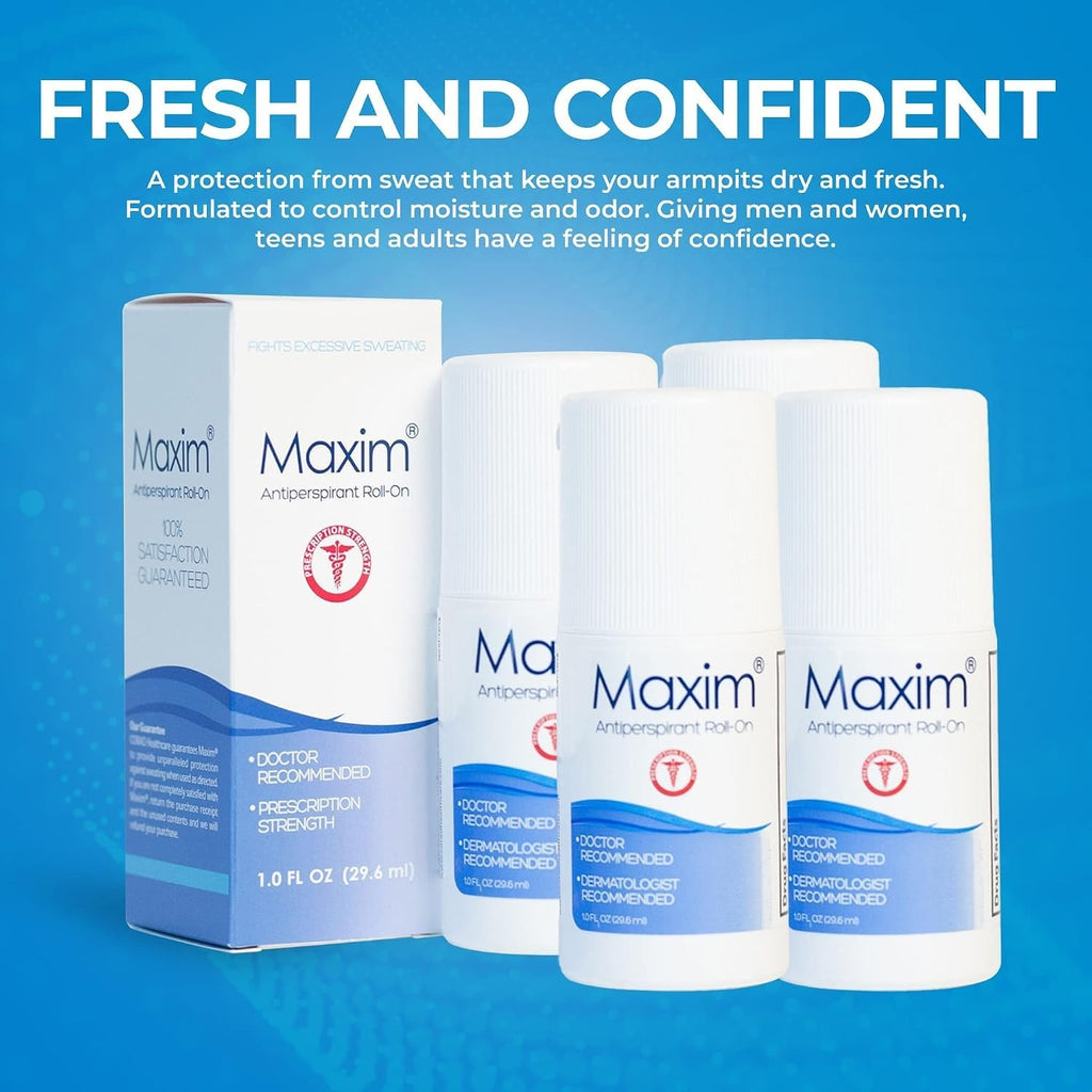 Maxim Clinical Strength Antiperspirant for Hyperhidrosis - Long-Lasting Sweat Control, 1 Fl Oz