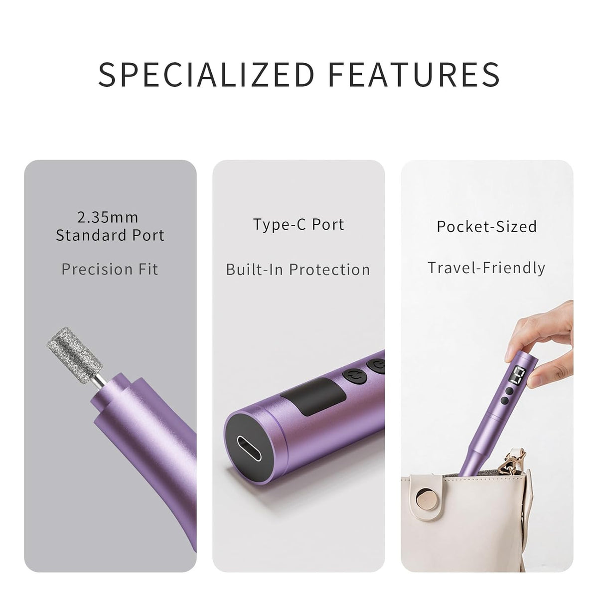 Cordless Nail Drill Kit for Gel & Acrylic Nails - Electric Nail File with 5 Bits & Dust Shield