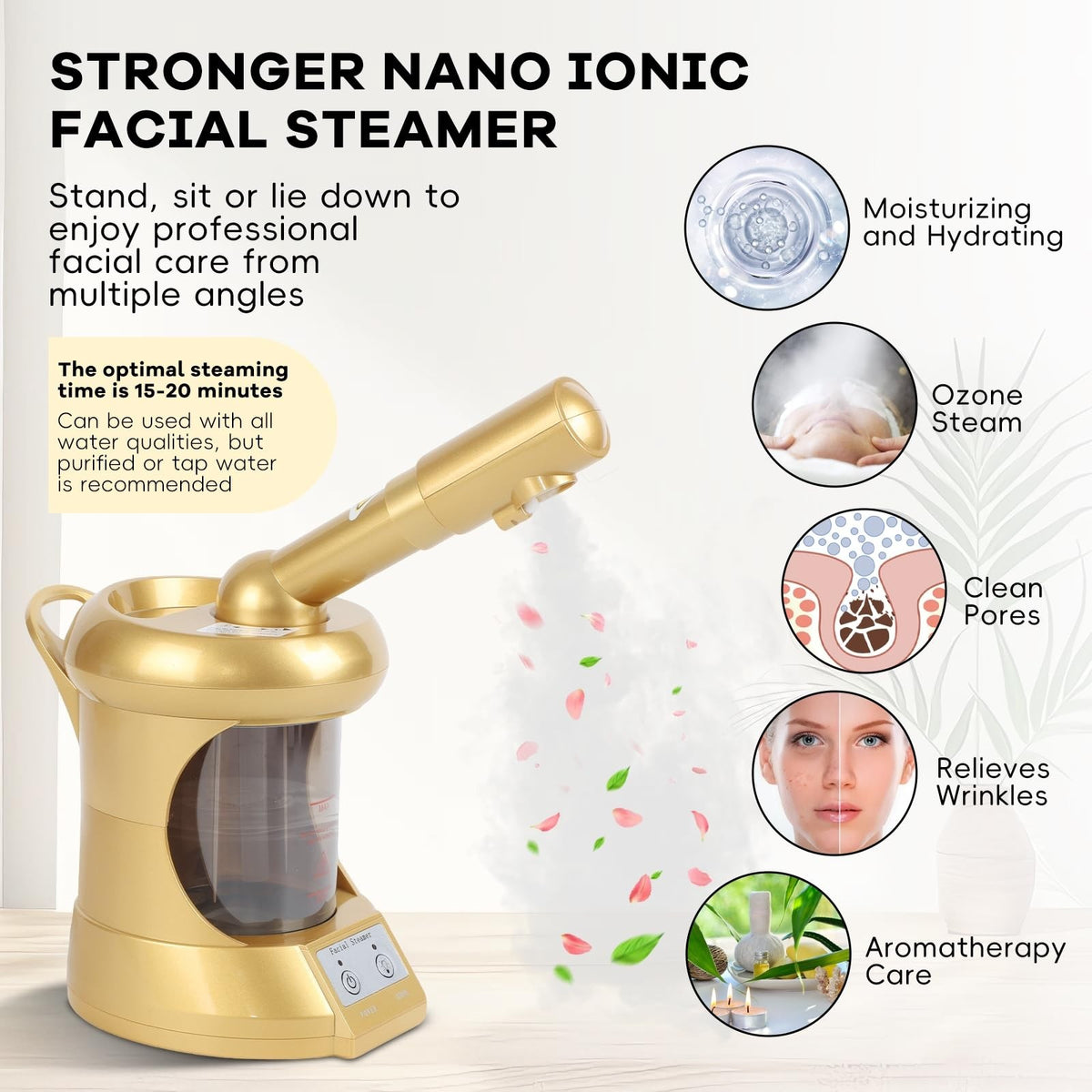 Nano Ionic Facial Steamer with Extendable Arm & Ozone Function for Deep Cleansing