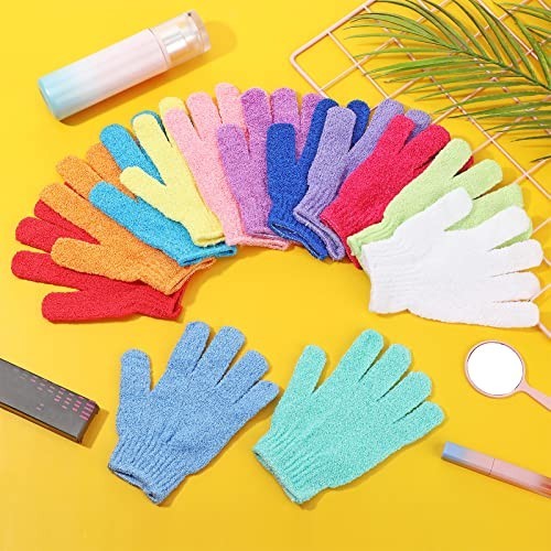 Exfoliating Bath Gloves - Double-Sided Scrub Mitts in 13 Colors, 100 Pcs