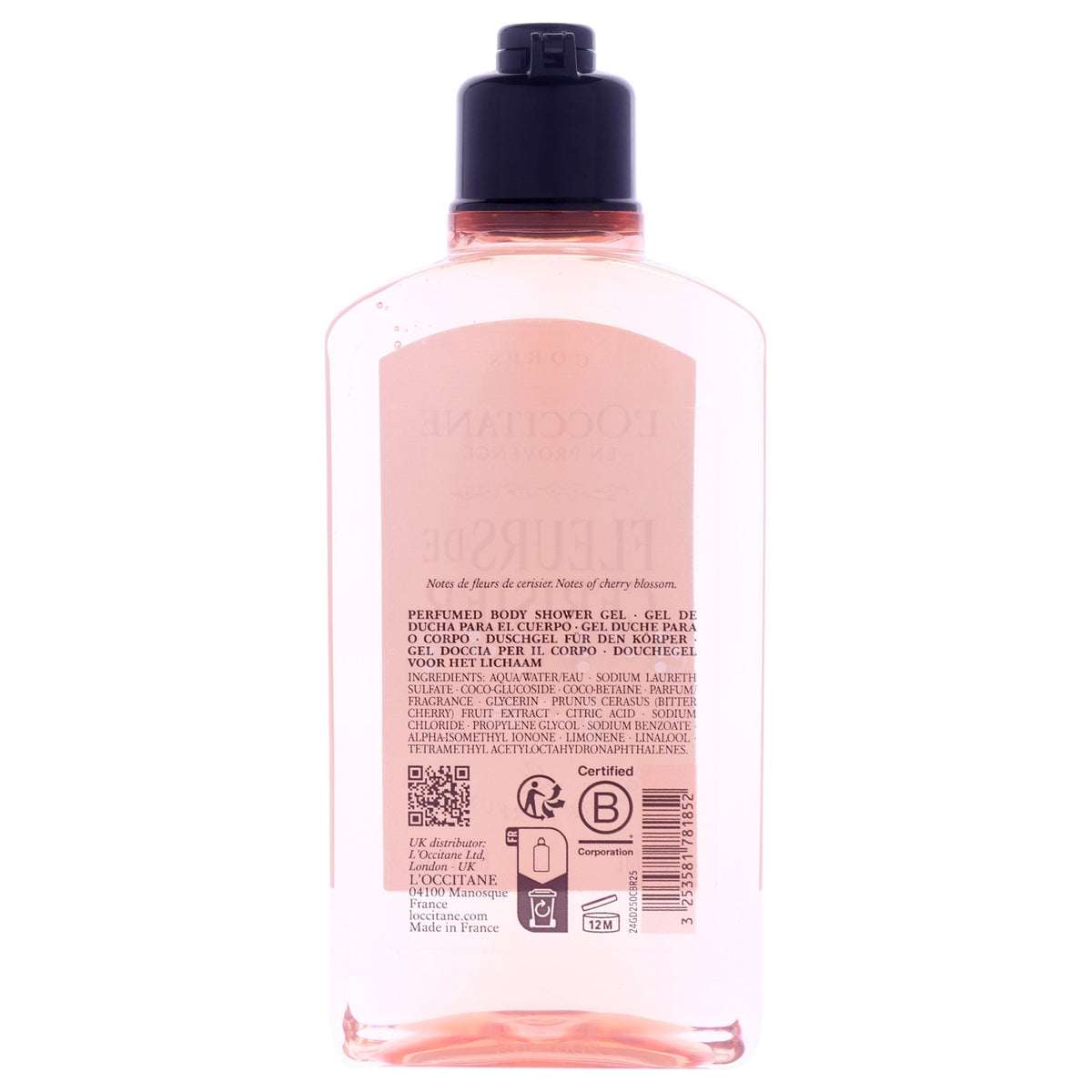 Cherry Blossom Perfumed Shower Gel 8.4 oz for Women - Gentle Cleansing & Fragrance